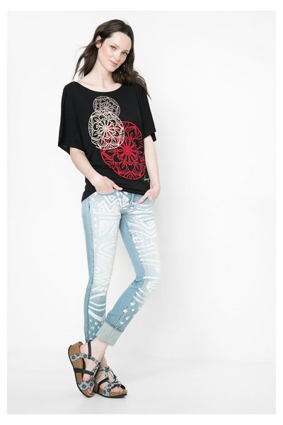 Comprar Desigual - Mujer - Camiseta oversize negra - Anemona - Size S al mejor precio