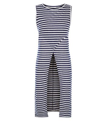 Comprar Brave Soul Navy Stripe Wrap Longline Vest al mejor precio