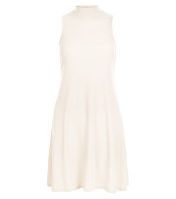 Comprar Cream Ribbed Funnel Neck Swing Dress al mejor precio