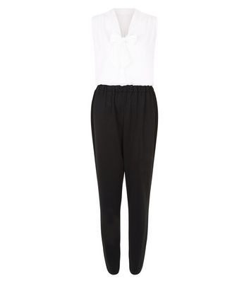 Comprar Apricot Black Contrast Pussybow Jumpsuit al mejor precio