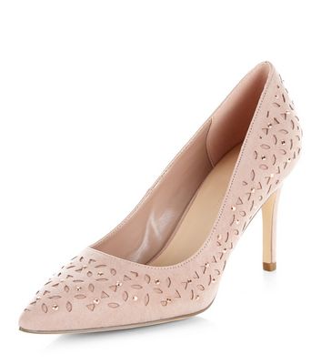 Comprar Wide Fit Stone Suedette Laser Cut Out Heels al mejor precio