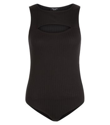 Comprar Petite Black Cut Out Ribbed Bodysuit al mejor precio