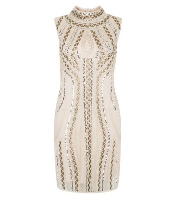 Comprar Mela Cream Beaded High Neck Dress al mejor precio