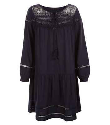 Comprar Navy Lace Panel Smock Dress al mejor precio