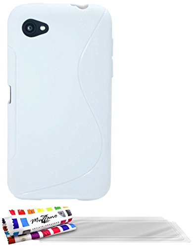 Muzzano F7123 - Funda para HTC First + 3 protecciónes de pantalla, color blanco