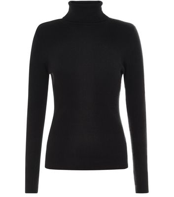 Comprar Black Ribbed Turtle Neck Long Sleeve Top al mejor precio