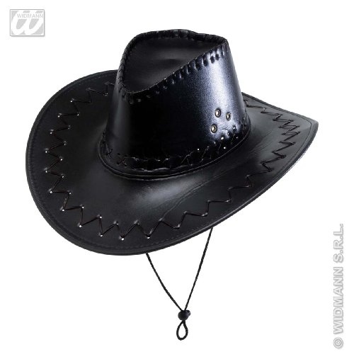 Comprar PK.6 LEATHERLOOK BLACK COWBOY HATS W/DECORATIONS al mejor precio