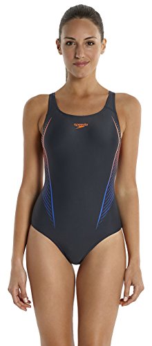Comprar Speedo Samba Blend Placement Powerback - Bañador para mujer, color Gris Oxydé/Sirène/Deep Peri, tamaño XS al mejor precio