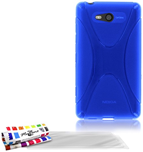 Comprar Muzzano F6209 - Funda para Nokia Lumia 820 + 3 protecciónes de pantalla, color azul al mejor precio