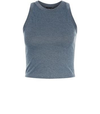 Comprar Teens Blue Ribbed Racer Back Top al mejor precio