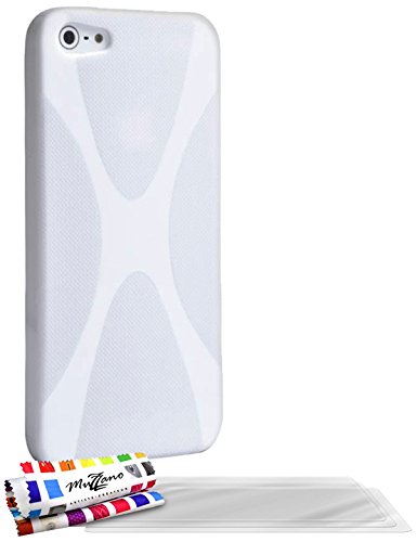 Comprar Muzzano F19324 - Funda para Apple iPhone 5, incluye 3 protectores de pantalla, color blanco al mejor precio
