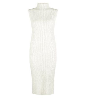 Comprar Pale Grey Ribbed High Neck Midi Dress al mejor precio