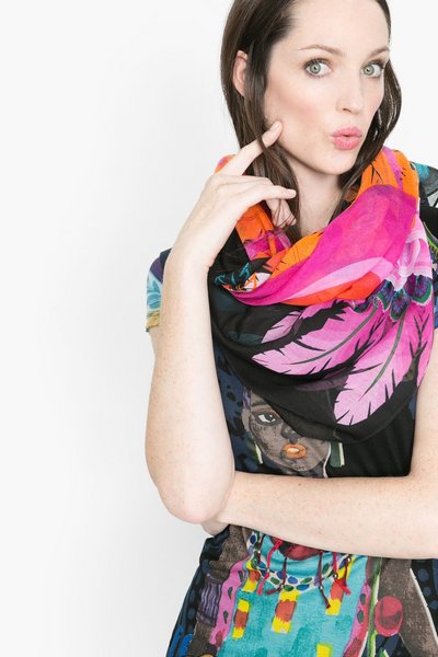 Comprar Desigual - Mujer - Fular negro sofisticado - Rectangle Far West - Size U al mejor precio