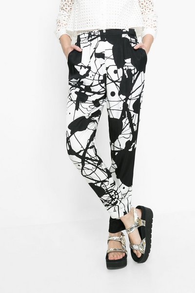 Comprar Desigual - Mujer - Pantalones fluidos con print blanco y negro - Derram - Size 30 al mejor precio