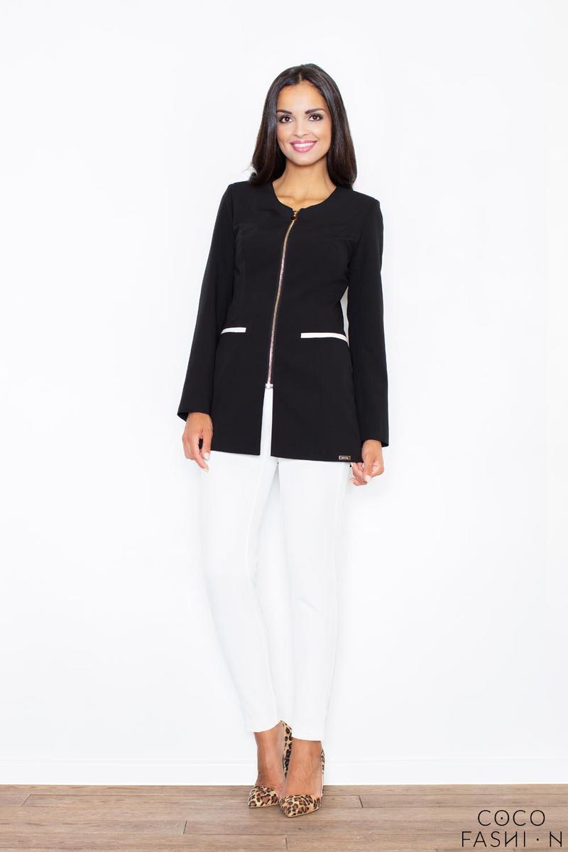 Comprar Black Golden Zipper Stylish Long Blazer al mejor precio