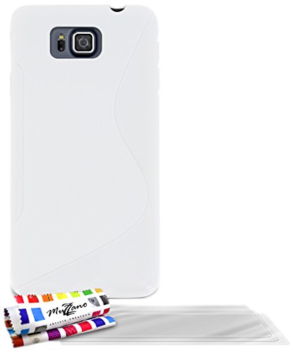 Comprar Muzzano F840784 - Funda para Samsung Galaxy Alpha, incluye 3 protecciones de pantalla, color blanco al mejor precio
