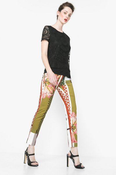 Comprar Desigual - Mujer - Camiseta negra con encaje - Abrica - Size L al mejor precio