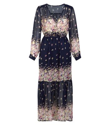 Comprar Mela Navy Long Sleeve Floral Print Maxi Dress al mejor precio