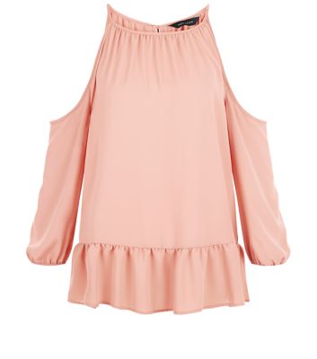 Comprar Mid Pink Cold Shoulder Peplum Top al mejor precio