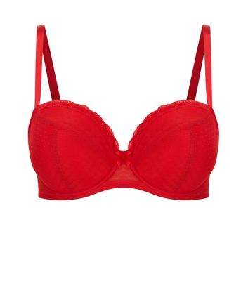 Comprar Plus Size Red Lace Trim Bra al mejor precio