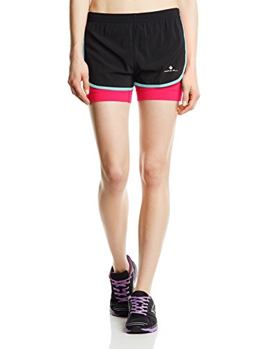 Comprar Ronhill Aspiration Twin - Pantalones cortos de running para mujer, color Negro (Black/Cerise), talla UK: Talla 12 al mejor precio