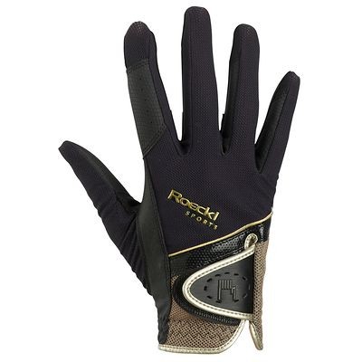 Comprar Guantes equitación MADRID MICRO MESH negro y dorado adulto ROECKL al mejor precio