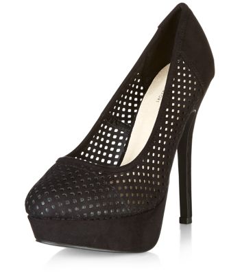 Comprar Black Comfort Suedette Perforated Platform Heels al mejor precio