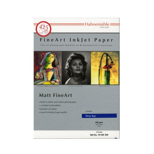 Comprar Hahnemühle Photo Rag weiß A3+, 308 g - Papel (308 g, Mate, 308 g/m², 0,48 µm, 35 - 65%, 10 - 30 °C, 50 - 86 °F) al mejor precio