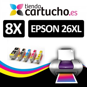 Comprar PACK 8 (ELIJA COLORES) CARTUCHOS COMPATIBLES EPSON 26XLPACK 8 (ELIJA COLORES) CARTUCHOS COMPATIBLES EPSON 26XL al mejor precio