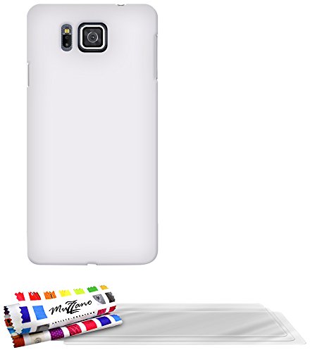 Comprar Muzzano F869426 - Funda para Samsung Galaxy Alpha, incluye 3 protecciones de pantalla, color blanco al mejor precio
