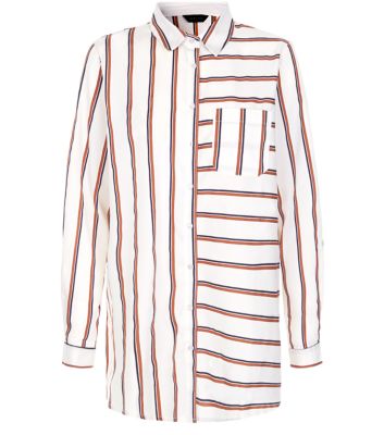 Comprar White Stripe Single Pocket Longline Shirt al mejor precio