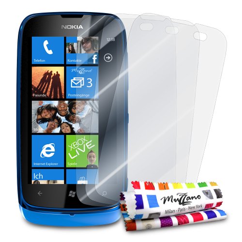 Comprar Muzzano 3 protecciónes de Pantalla transparentes para Nokia Lumia 610 