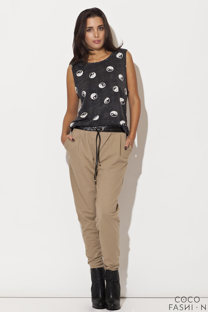 Comprar Leather Trimmed Beige Pants with Drawstrings al mejor precio