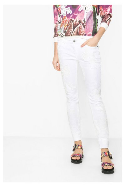 Comprar Desigual - Mujer - Jeans blancos slim con encaje - Blondie White - Size 28 al mejor precio