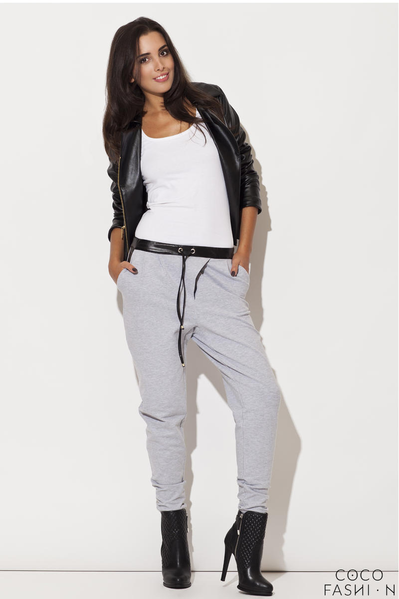 Comprar Leather Trimmed Grey Pants with Drawstrings al mejor precio