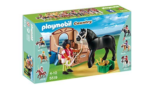 Playmobil Coleccionables - Playset con corcel y establo, color negro (5519)