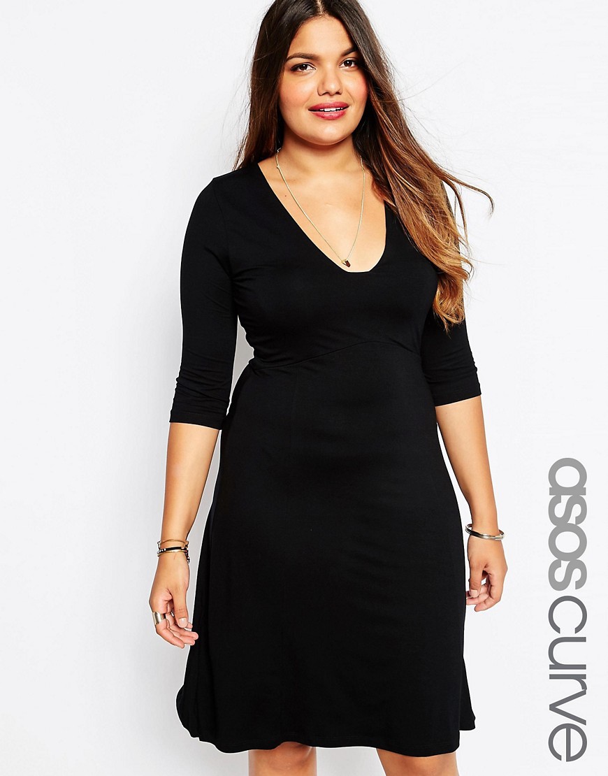 Comprar Vestido skater a media pierna con escote sexy cuadrado de ASOS CURVE al mejor precio