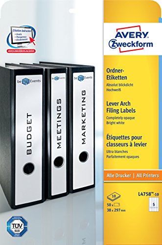 Comparar mejores precios Avery L4758-10 etiqueta de impresora - Etiquetas de impresora (Color blanco, Papel, 38 x 297 mm, 210 x 297 mm) con descuentos Comprar Avery L4758-10 etiqueta de impresora - Etiquetas de impresora (Color blanco, Papel, 38 x 297 mm, 210 x 297 mm) al mejor precio