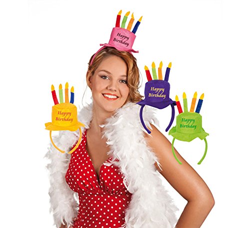 Comprar Diadema Tarta de Cumpleaños con velas 4 colores surtidos al mejor precio