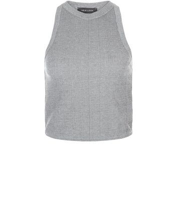 Comprar Grey Ribbed High Neck Crop Top al mejor precio