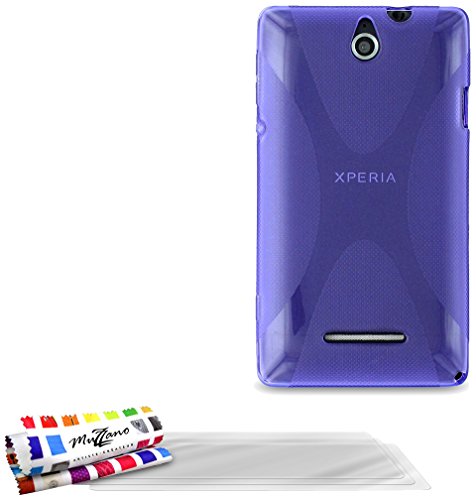 Comprar Muzzano F7183 - Funda para Sony Xperia E + 3 protecciónes de pantalla, color violeta al mejor precio