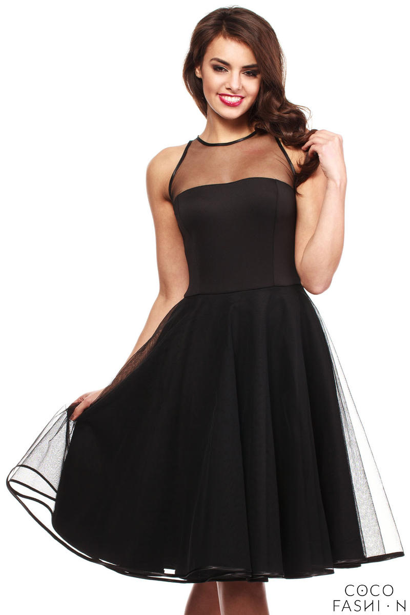 Comprar Black Cheeky Mesh Skater Party Dress al mejor precio