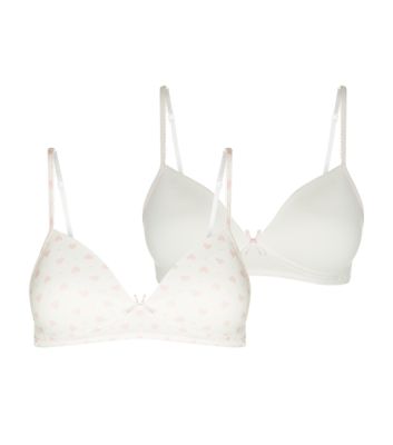 Comprar Teens 2 Pack Cream Heart Print Non Wired Bras al mejor precio