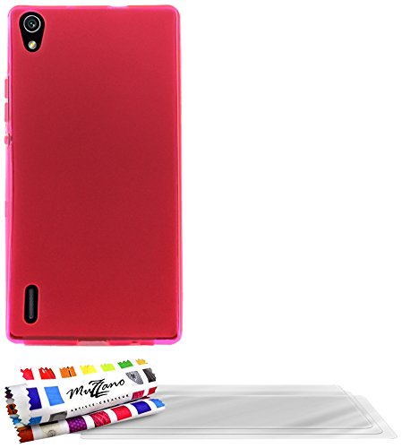 Comprar Muzzano F868972 - Funda para Huawei Ascend P7, incluye 3 protecciones de pantalla, color rosa al mejor precio