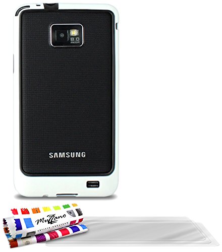 Comprar Muzzano F14605 - Funda para Samsung Galaxy S2, incluye 3 protectores de pantalla, color blanco y negro al mejor precio