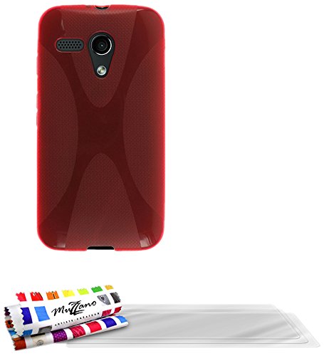 Muzzano F25009 - Funda para Motorola Moto G X1032 + 3 protecciones de pantalla, color rojo