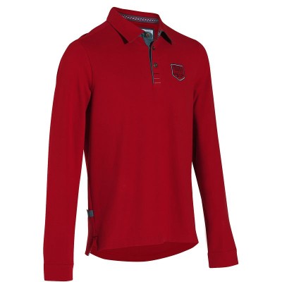 Comprar Polo manga larga equitación Hombre BLASÓN rojo FOUGANZA al mejor precio