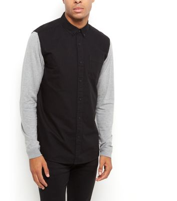 Comprar Black Colour Block Long Sleeve Oxford Shirt al mejor precio