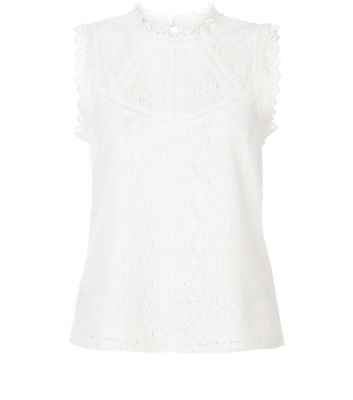 Comprar Cream Lace Panel Sleeveless Top al mejor precio