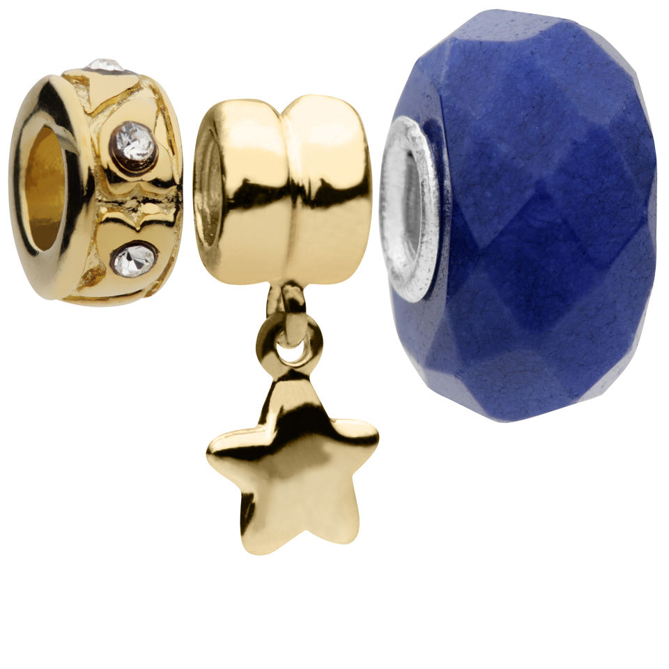 AMADORA STAR AND CRYSTAL BEADS PK 3 CHARMS SET- PU507